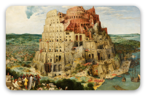 Wieża Babel - naklejka na kartę