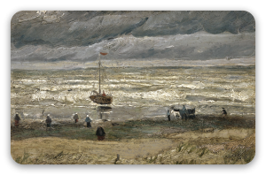 Widok morza w Scheveningen - naklejka na kartę