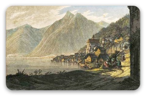 Hallstatt - naklejka na kartę