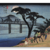 Hiroshige Jeździec przejeżdżający przez most - naklejka na kartę