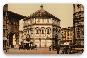 Florencja na fotochromach - naklejka na kartę