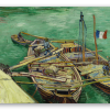 Vincent van Gogh Nabrzeże z robotnikami rozładowującymi barki z piaskiem (1888) - naklejka na kartę