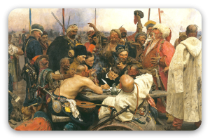 Kozacy zaporoscy piszą list do sułtana - naklejka na kartę